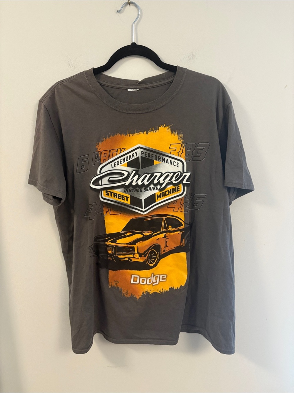 Dodge Charger Vintage Series Graphic T-Shirt Charcoal Muscle Car Tee Size L/XL